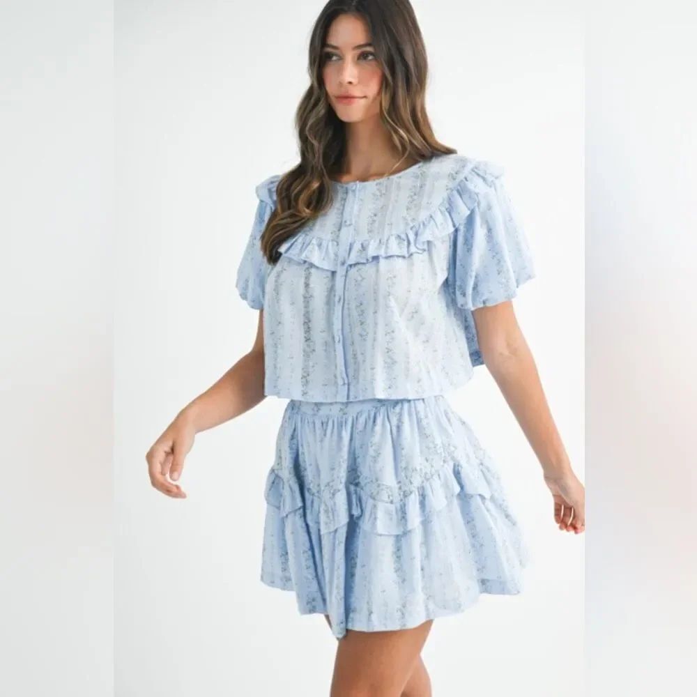 Light Blue Ruffled Two-Piece Set - Picture 5 of 16
